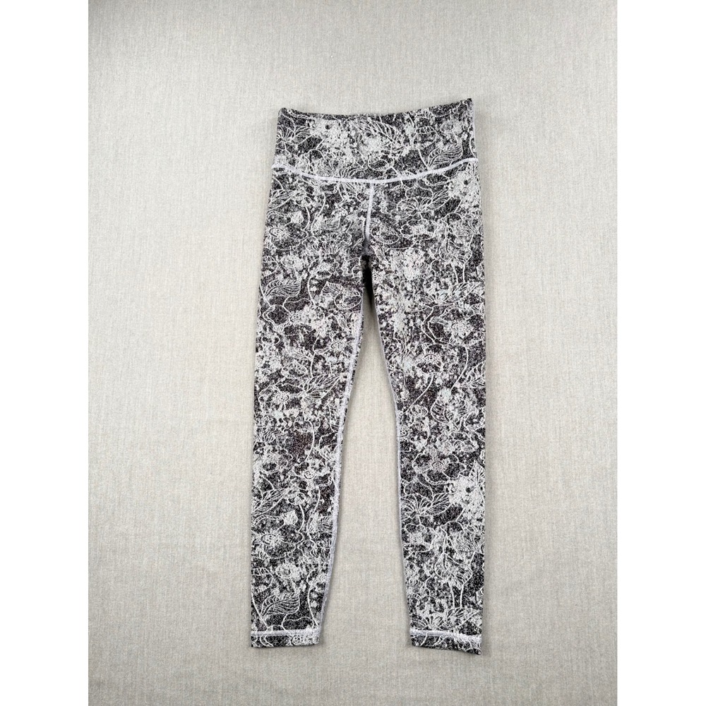 Athleta Elation Graffiti 7/8 Tight Leggings Black White Floral Print Small